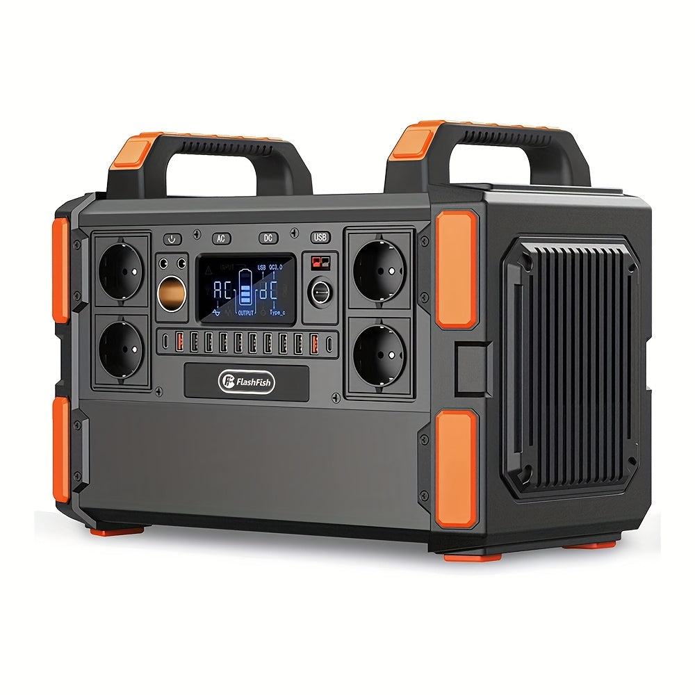 1000W Lifepo4 Battery Solar Power Generator 1041.6Wh 230V (2000W Surge) Emergency LFP Battery Power Generator with 4*AC Solar Power Station, 19 output socket Portable Power Station for Emergency/Outdoor camping/RV/Home/Comput