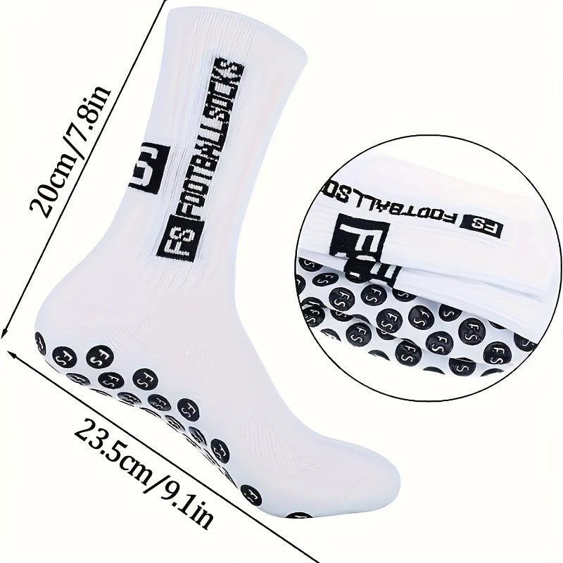 2/6/10/20 Pairs Men'S Thickened Moisture-Wicking Breathable Soccer & Basketball Training Socks - Non-Slip Grip, Cushioned Arch & Heel Support, Sweat-Resistant, Soft Elastic Athletic Socks For Outdoor Sports, Gym, Football Mat