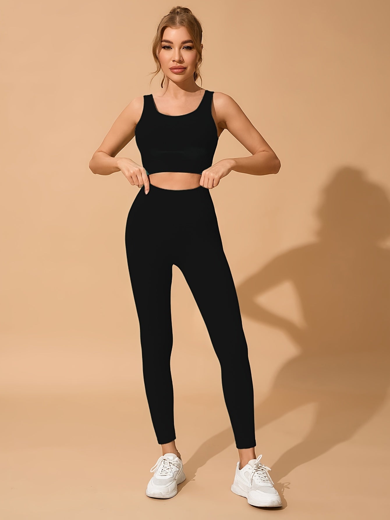 Seamless Yoga & Fitness Set - Quick-Dry, Moisture-Wicking Nylon Blend Sports Bra and Leggings for Women