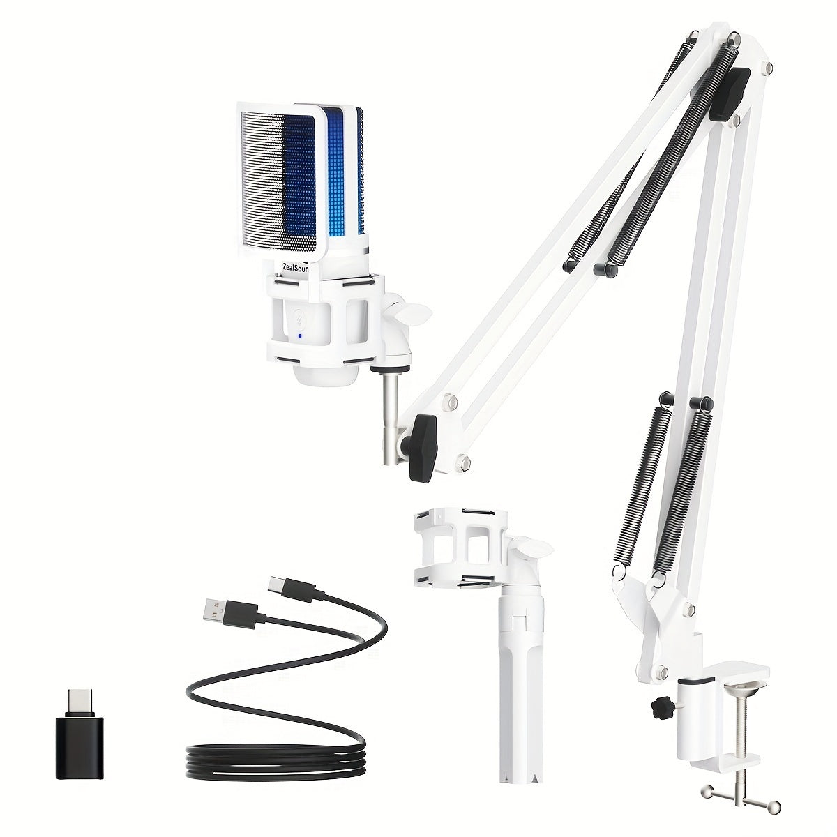 ZealSound Professional USB Gaming Microphone Kit, Podcast Condenser Mic with Boom Arm and RGB Light, Plug&Play Microphones for Streaming, PC, Computer Eid Al-Adha Mubarak