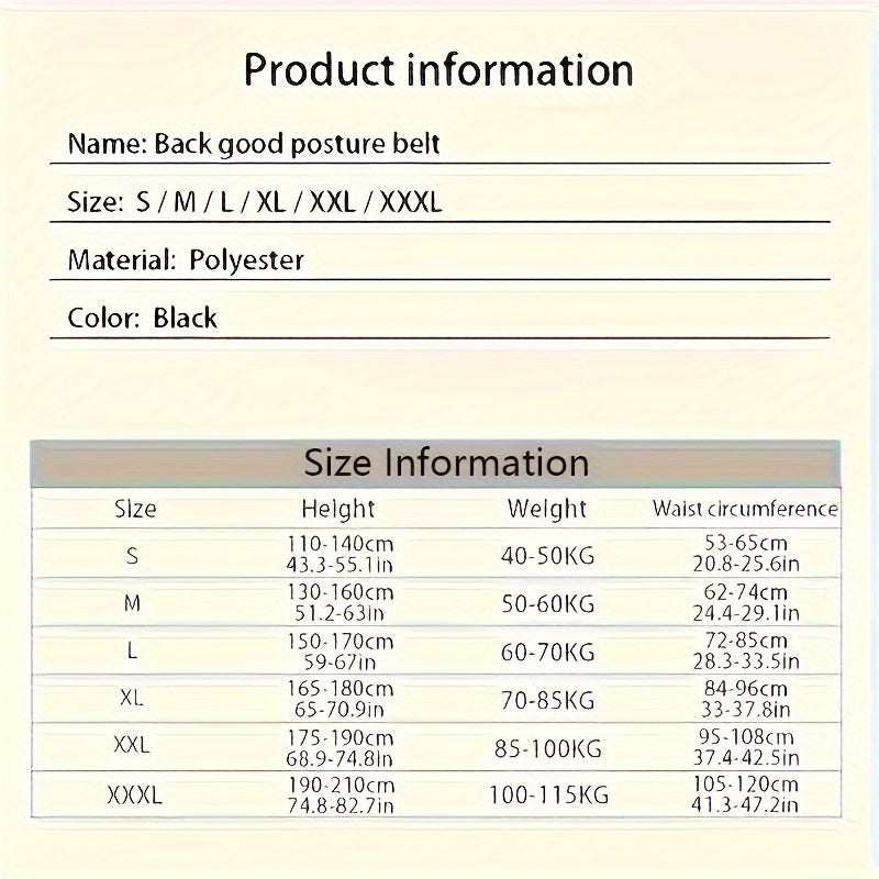 Black Adult Back Support Belt | Adjustable Upper-Back Posture Corrector with Shoulder Straps and Lumbar Pad, Invisible Spine Brace for & – Ergonomic Design