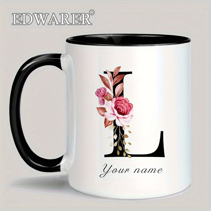 1pc A-Z Letter Custom Personalized Coffee Mug, Water Cup, Photo Text Ceramic Mug 11oz, Graduation Appreciation Thank You Holiday Birthday Gifts, Valentine's Day, Christmas, Birthday, Anniversary Mug Gift, Drinkware For Restau