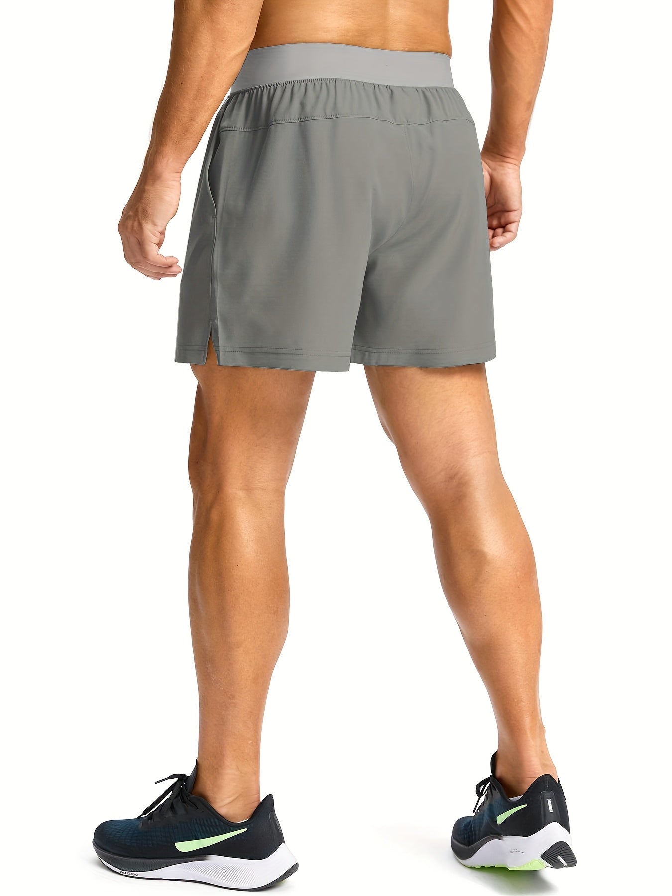 Men'S Light Gray Running Shorts with Zipper Pockets - Adjustable Drawstring, Quick-Dry Athletic & Casual Shorts for Gym, Training, Hiking, and Everyday Wear