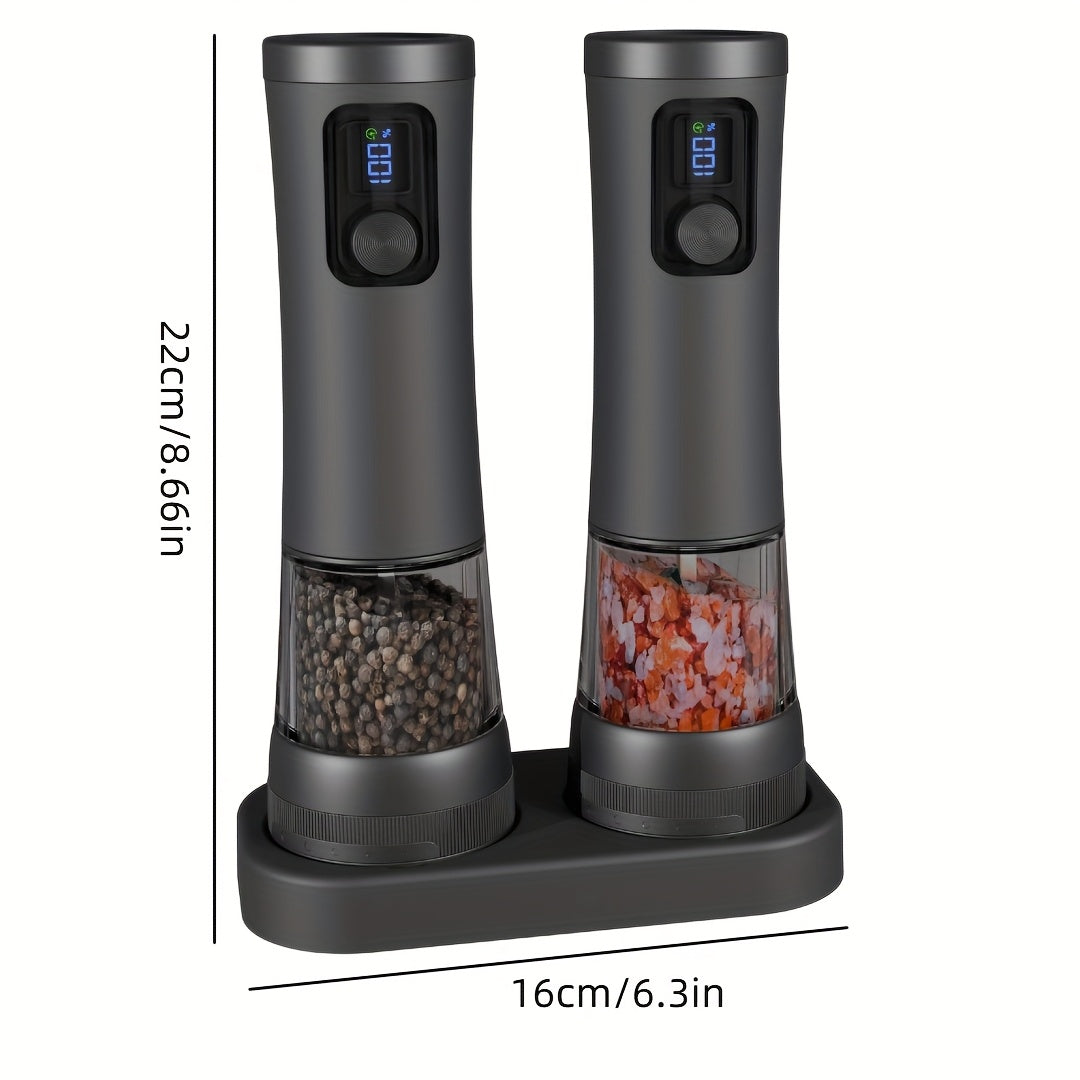 USB Rechargeable Electric Salt & Pepper Grinder Set - Heavy-Duty 11000 RPM Spice Mill with One-Touch Operation, Dual Mode (Salt/Pepper), Refillable &, Smart Spice Grinder with USB- Operation, Low Voltage