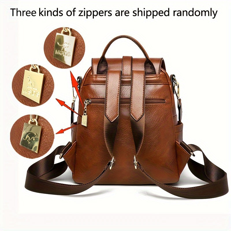 Vintage Anti-Theft Backpack Purse, Preppy College School Daypack, Women'S Casual Travel Commute Knapsack