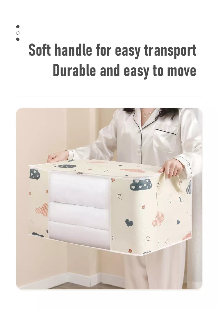 Large Capacity Clothes Storage Bag Organizer With Reinforced Handle, Suitable For Blankets, Bedding, Foldable With Sturdy Zipper, Clear Window Christmas, Halloween, Thanksgiving Gift Easter Gift