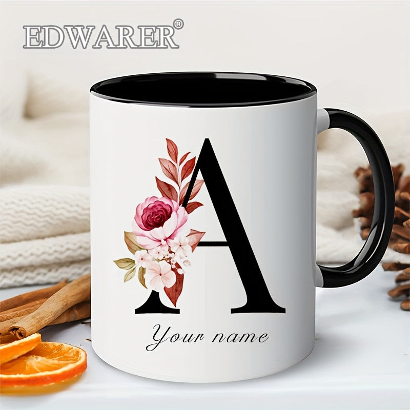 1pc A-Z Letter Custom Personalized Coffee Mug, Water Cup, Photo Text Ceramic Mug 11oz, Graduation Appreciation Thank You Holiday Birthday Gifts, Valentine's Day, Christmas, Birthday, Anniversary Mug Gift, Drinkware For Restau