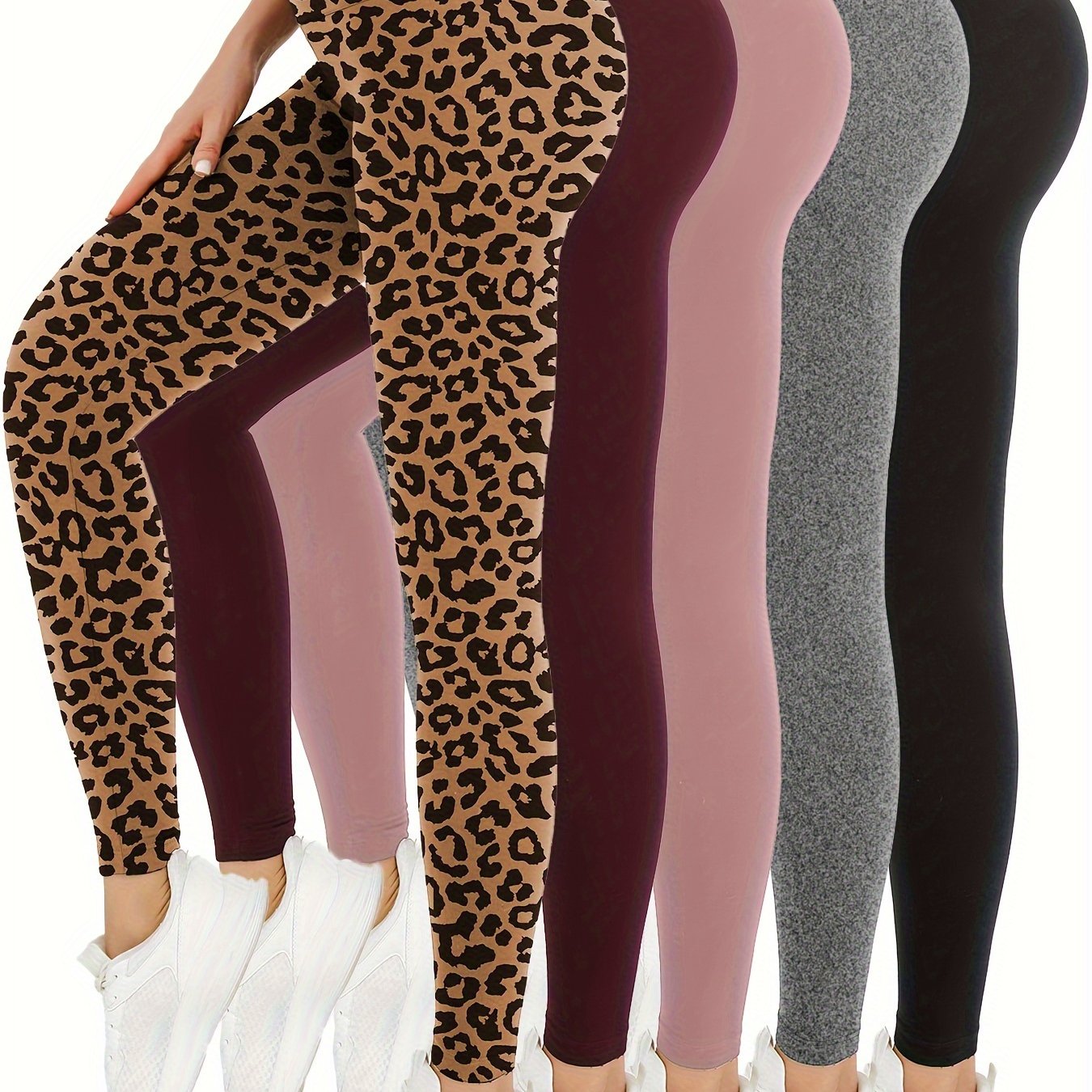 5 Pack High Waisted Yoga Leggings for Women, Super Soft Athletic Tummy Control Pants, No See-Through Stretch Fabric, Workout & Running Gear