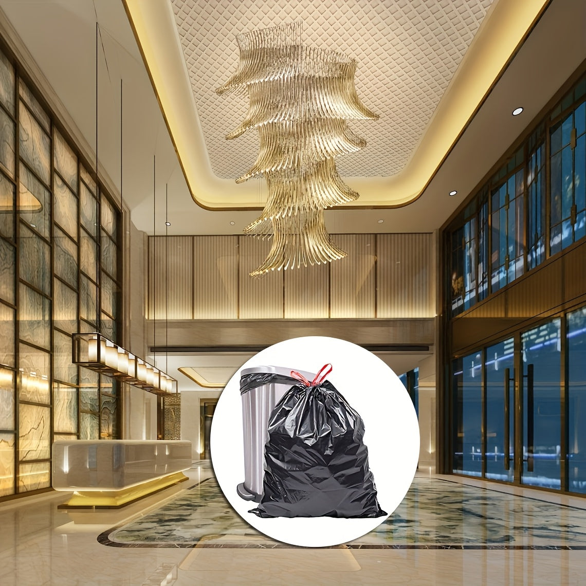 20/50/100pcs Heavy Duty Leakproof Trash Bags with Drawstring Closure - Extra Thick, Tear-Resistant, for Kitchen, Home, Restaurant, Commercial Use - Compatible with Trash Cans & Bins - (20/50/100 Count), Restaurant Waste Dispo