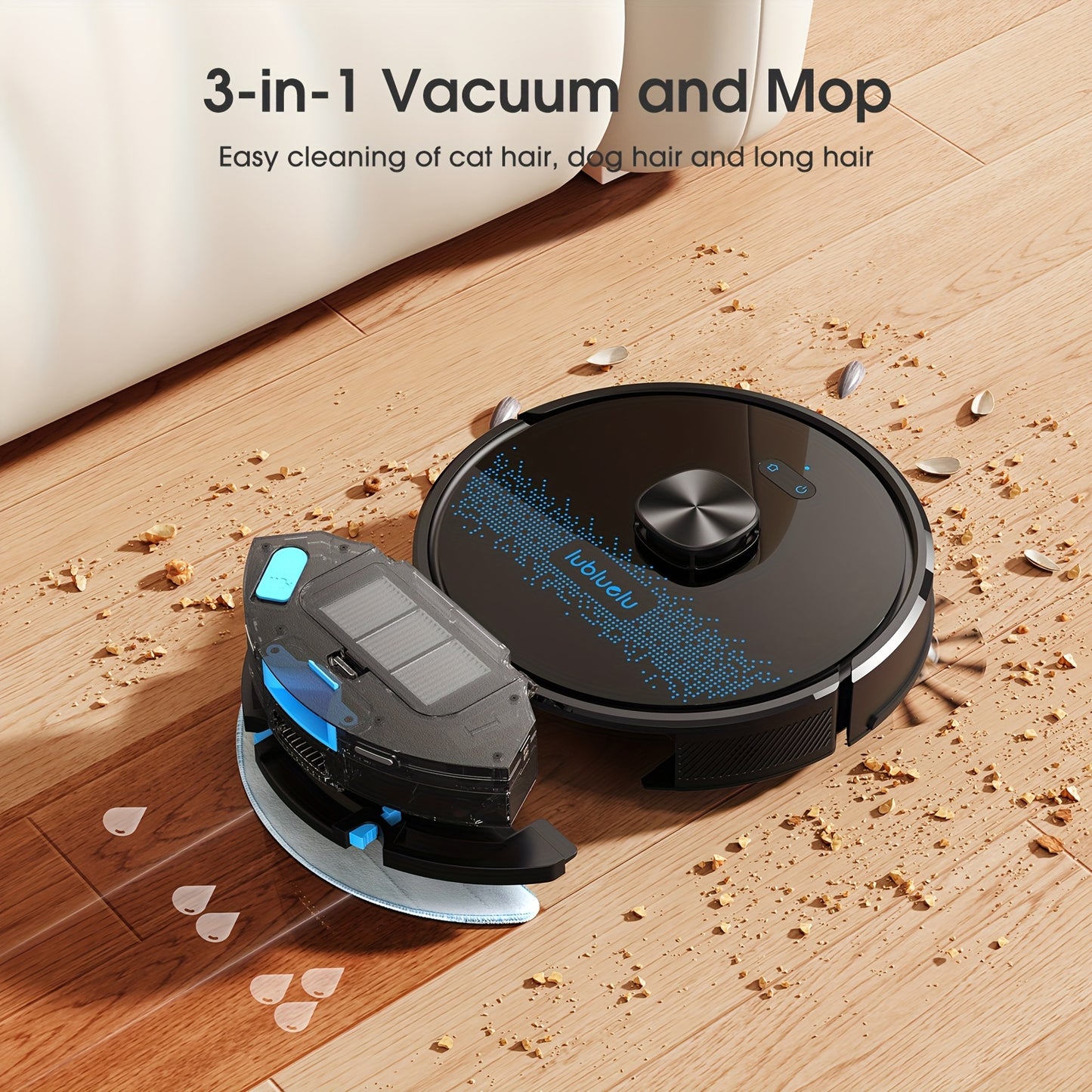 Robot Vacuum Cleaner And Mop Combo 4500Pa, Lubluelu SL60Ultra Robotic Vacuum, 150Mins Max, 56dB, 24 No-Go Zones for Pet Hair Carpets Floor, Christmas&Halloween Gifts, Robot Vacuum And Mop, Vacuum Cleaner Robot, Robot Vacuum C