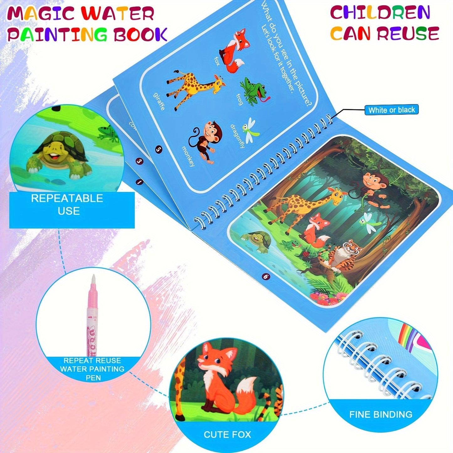 1pc Reusable Coloring Book Drawing Book Painting Drawing Toys Toys For Christmas Halloween Gifts Easter Gift
