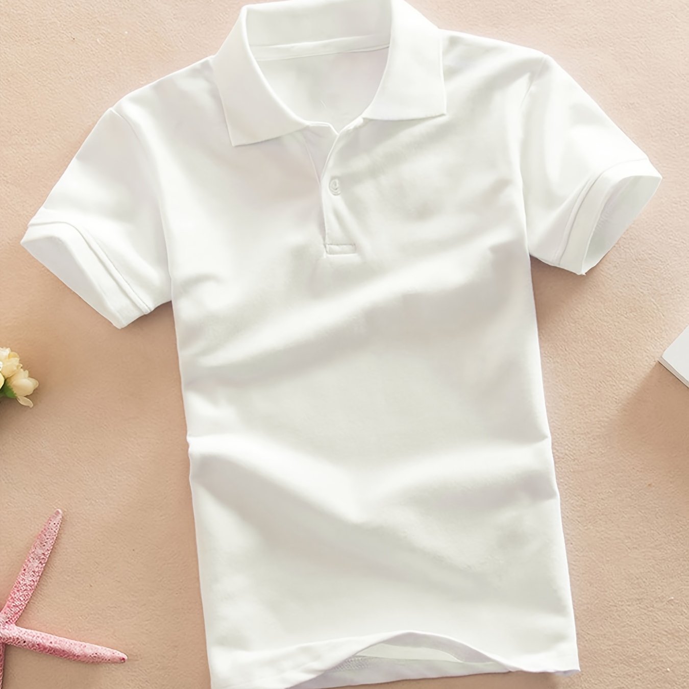 Camisa casual de criança com lapela, t-shirt de manga curta para menino, roupa infantil confortável e respirável.