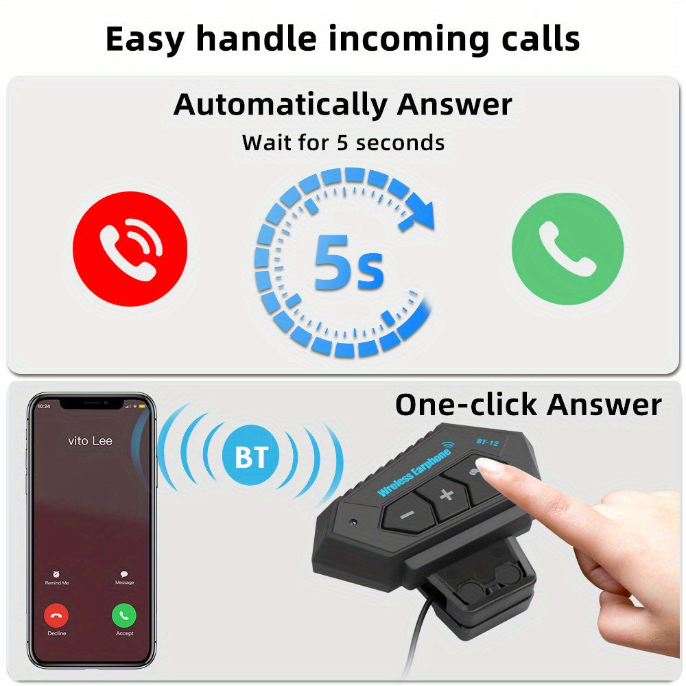 Motorcycle Wireless Helmet Headset Hands-free Call Kit Stereo Anti-interference Music Player Speaker