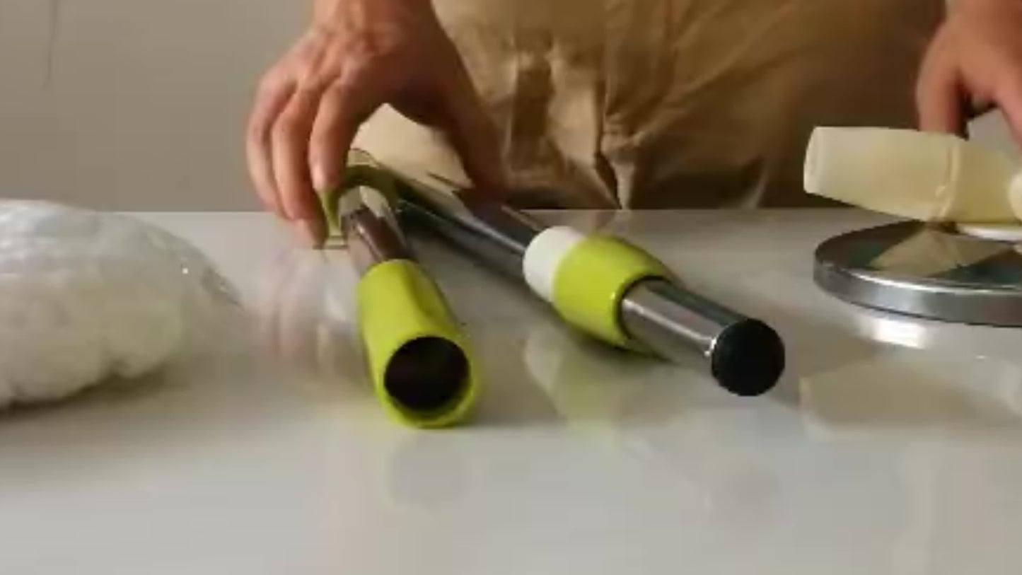 Balde e esfregona com rotação de 360 graus, cabo em aço inoxidável de 154,94 cm com comprimento ajustável, inclui 3 recargas de esfregona em microfibra, ideal para a limpeza de embarcações, pavimentos e tetos.