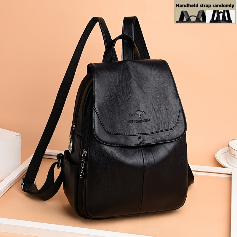 1pc Stylish Soft Women’s Backpack - Large Capacity, Lightweight with Adjustable Straps, Black, Perfect for Daily Commute & Student Use, Travel Backpack