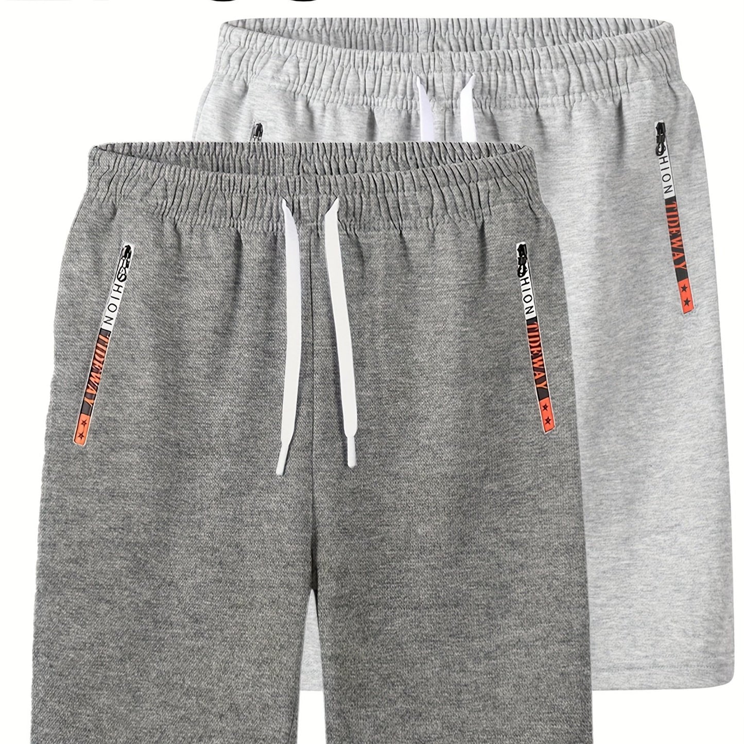 2pcs Men's Casual Outdoor Shorts - Summer Men's Casual Shorts with Zipper Pockets, Minimalist Multi-Pocket Design for Daily Wear, Running, Fitness & Travel, 100% Polyester Knit Fabric, Drawstring Waistband, Machine Washable,