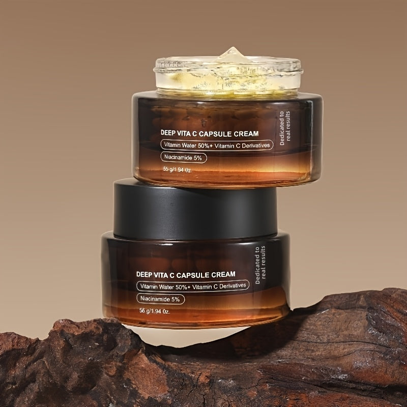 Vitamin C Capsule Cream, Facial Moisturizer | Lightweight Hydrating Cream with PDRN & Retinol for Uneven Light Beige and Radiance | Korean Skincare 1.94oz