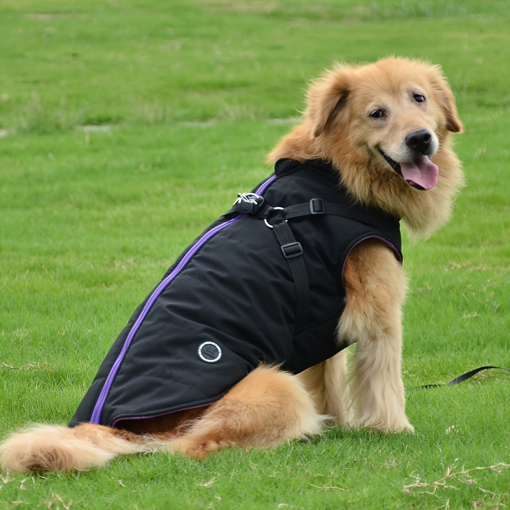 Warm Padded Dog Vest with Harness for Small and Medium Dogs - Red Coat for Extra Comfort and Security Christmas Gift