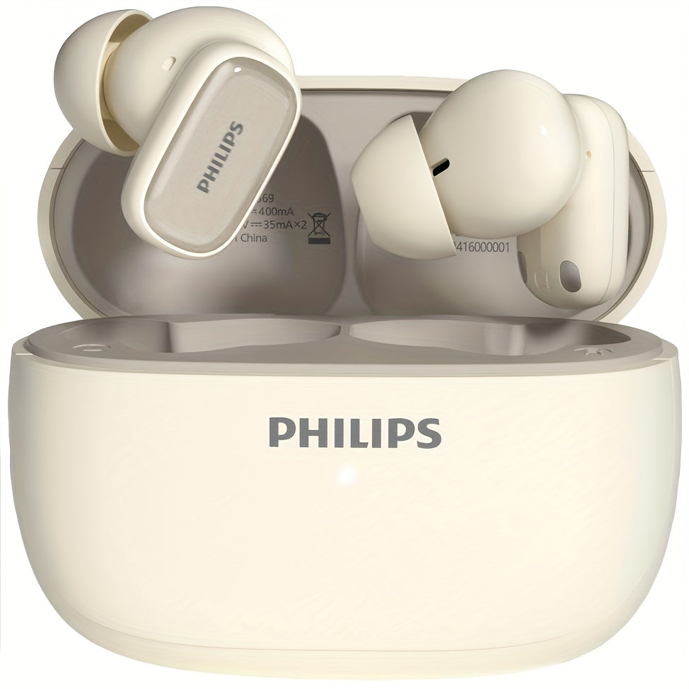 For Philips Active Noise-Cancelling Wireless Headphones with Single-Click Left Ear Adjustment, Dual HD Microphones, Sport-Style In-Ear Design, USB-C Charging, 10W Max Output, 5W Min Output, 36V Safe Voltage, Compatible with f
