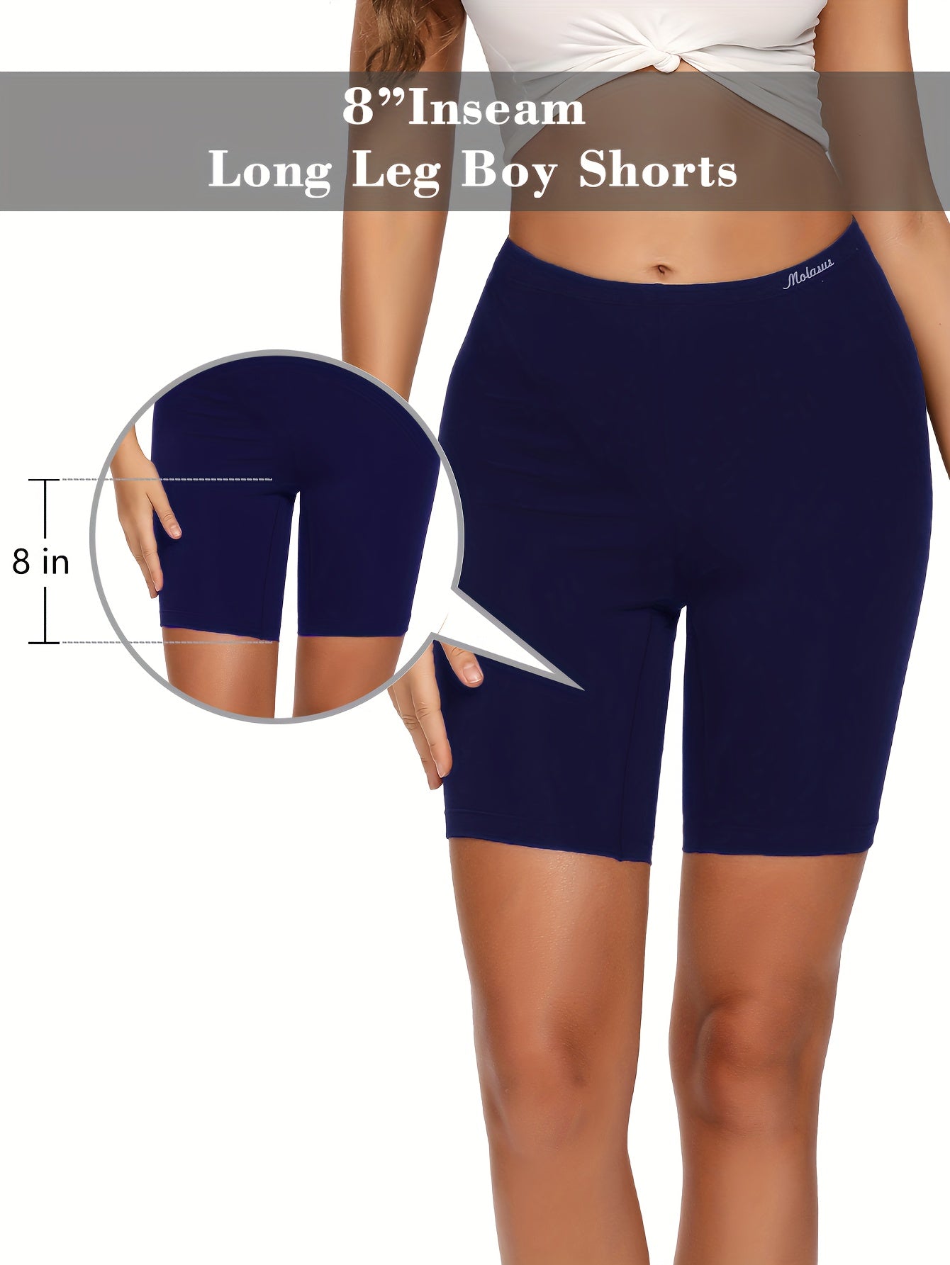 Women's Cotton Boyshorts Underwear 4-Pack - Comfortable Full Coverage Boxers, Knit Fabric, Solid Color, Simple Style, 95% Cotton 5% Spandex