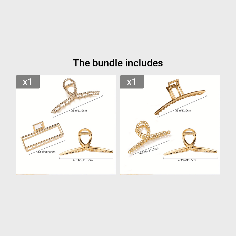 Conjunto de 3 ganchos de cabelo metálicos modernos, antiderrapantes, com um design geométrico elegante e elegante. Acessórios decorativos para cabelo feminino, uma ótima opção para oferecer.