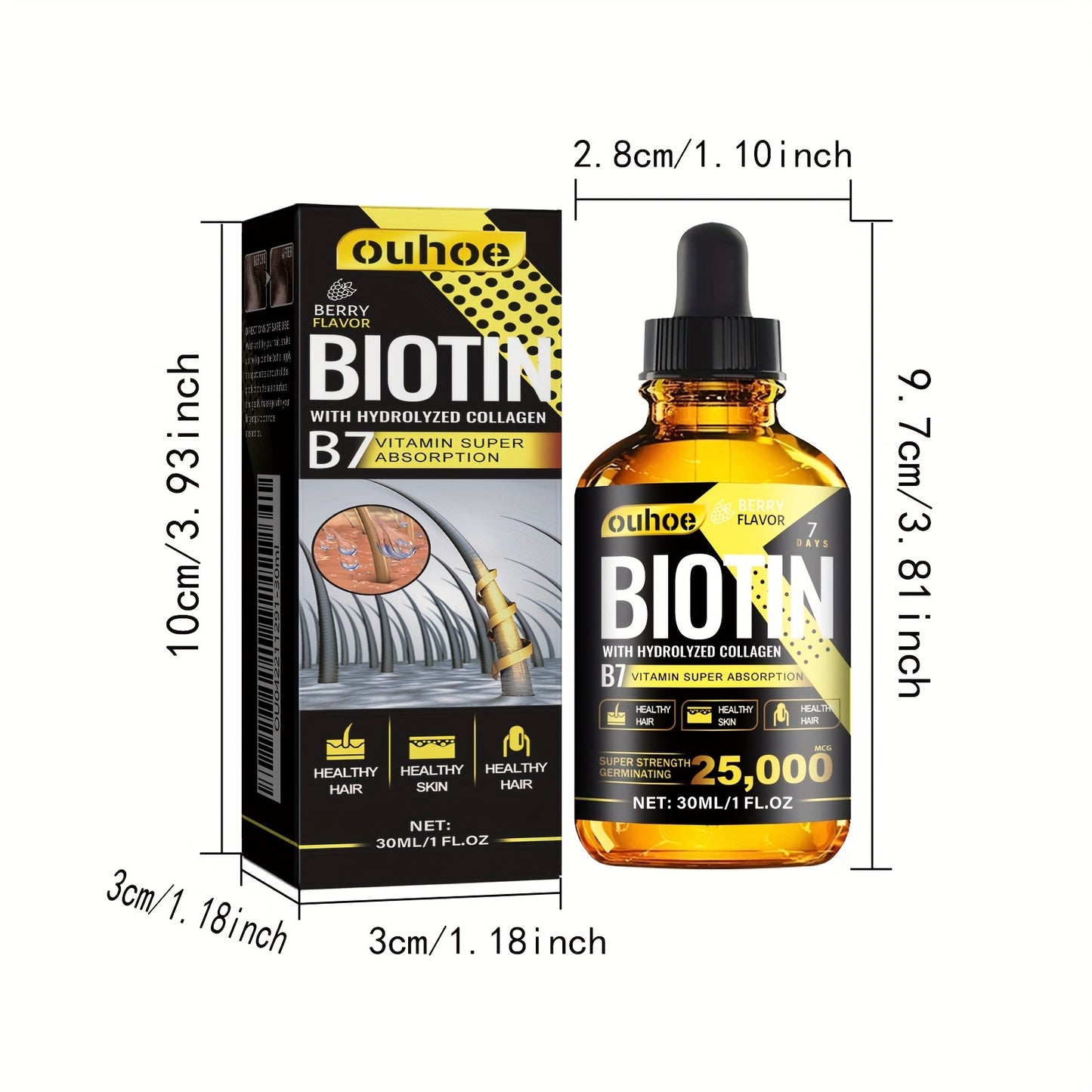 30ml Biotin Hair Essential Oil - Pure Liquid Vitamin For Healthy Hair Shine - For Men And Women