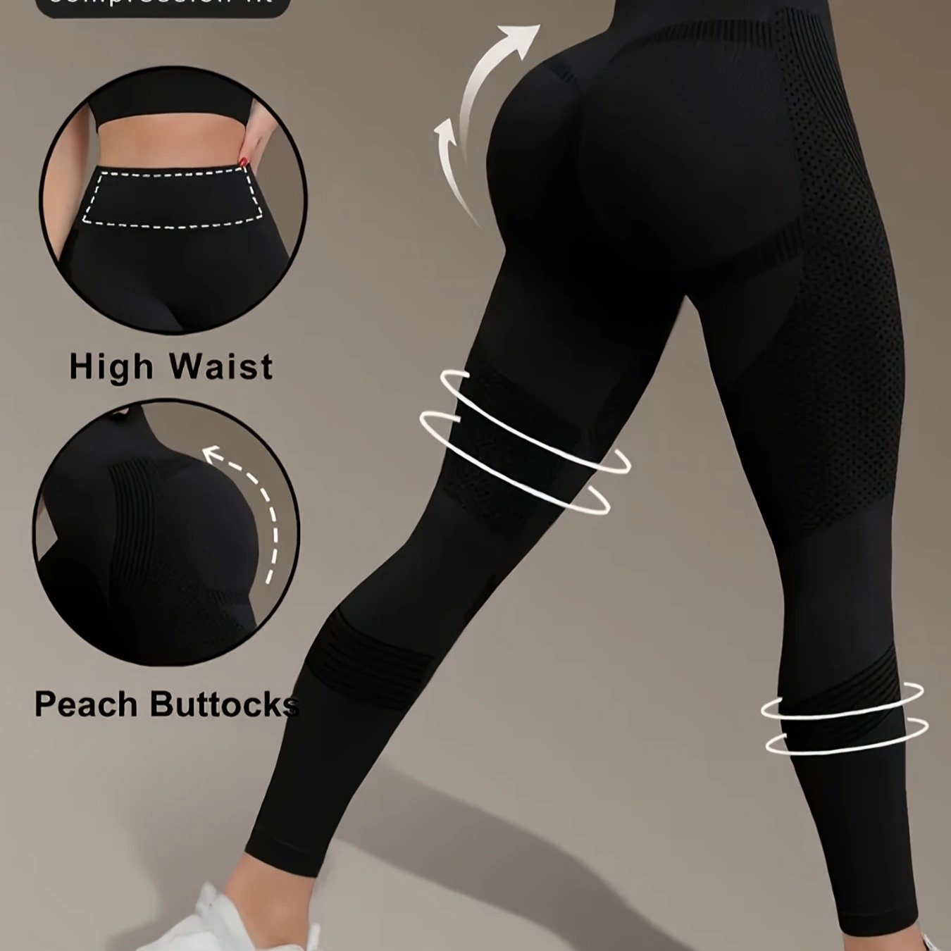 Women's High-Waisted Yoga Pants - 4-Way Stretch Quick-Dry Workout Leggings with Seamless Butt-Lifting Design, Sweet Wicking & Tummy Control for Running, Training, Gym - All-Season Machine Washable