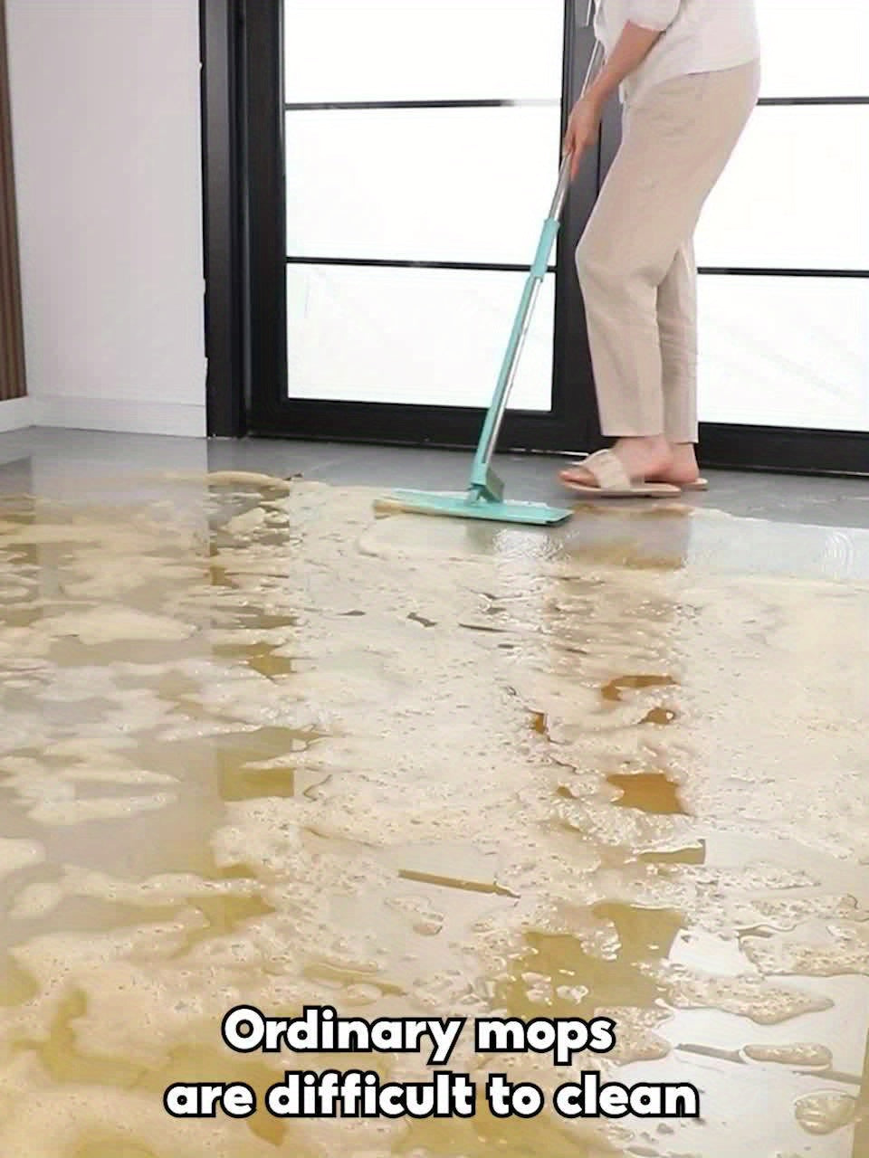 30cm/11.8inch All-in-One TPR Squeegee, Magic Broom with Comb Teeth, Stainless Steel/TPR Multi-Surface Floor, Window, Bathroom Cleaner - Effortless Water, Dust, Pet Hair Removal for Hardwood, Tile, Glass, Kitchen - Space-Savin