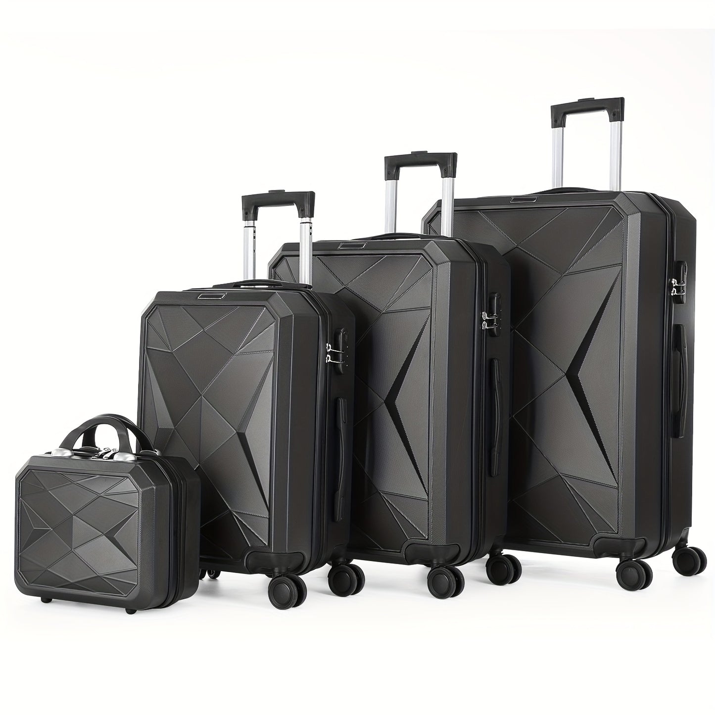 Hardshell Luggage Set Of 4pcs, With 360° Dual Spinner Wheels And Integrated Lock, Carry-on Luggage