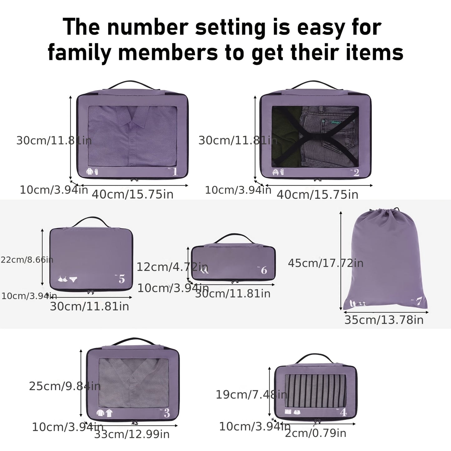 7pcs All-in-One Luggage Organizer Set with Shoe Bag & Laundry Pouch - Heavy-Duty Travel Packing Cubes, Zippered Compartments, Space-Saving Design for Suitcase, Backpack, Business Trip, Vacation, Camping - Machine Washable, Re
