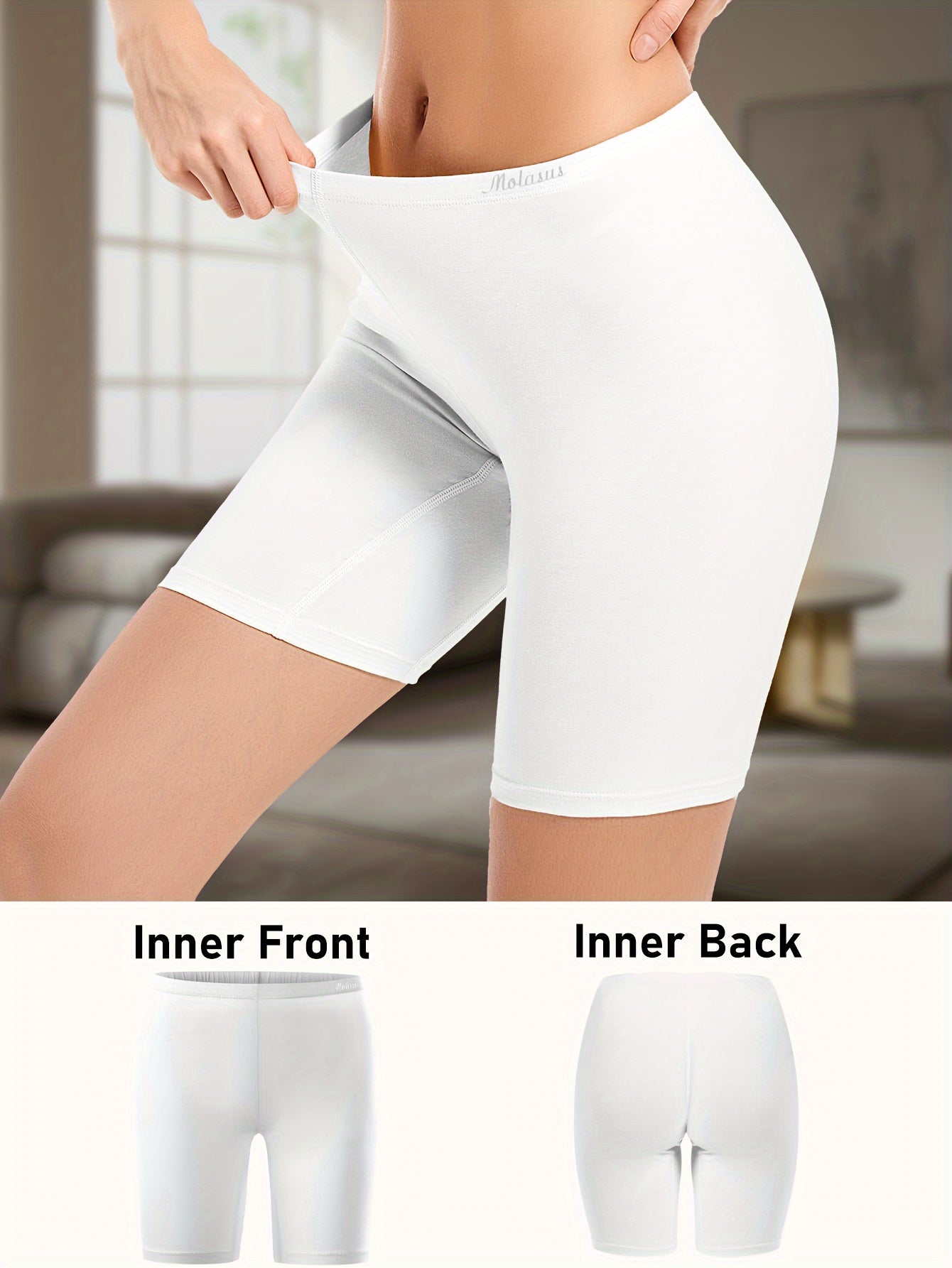 Women's Cotton Boyshorts Underwear 4-Pack - Comfortable Full Coverage Boxers, Knit Fabric, Solid Color, Simple Style, 95% Cotton 5% Spandex