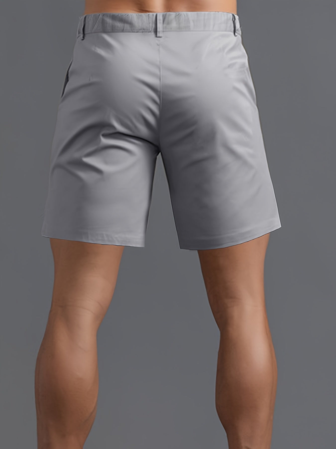 5pcs Men'S Fashion Solid Color Shorts, Woven, Simple, Straight Leg, Five-Inch, Versatile, Business Style, Street, Versatile, Beach Vacation, Travel, Outdoor, Casual, Sports, Zipper, Resin, Button, Half, Elastic, Belt, Casual