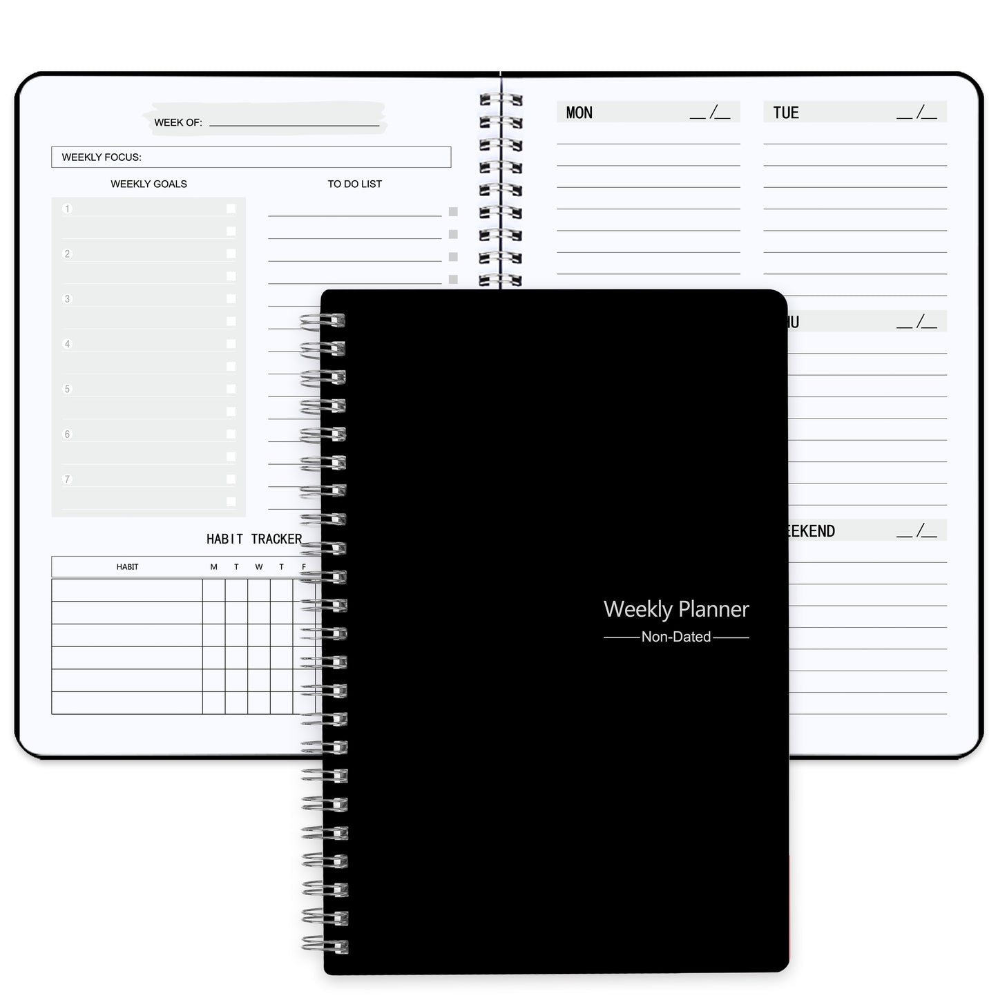 1pc Trees Spiral Undated A5 Daily Weekly Notebook Planner Agenda, Stationery Office School Supplies, Record Daily Plans To Achieve Future Goals, 21.08*13.97 Cm, 52 Sheets