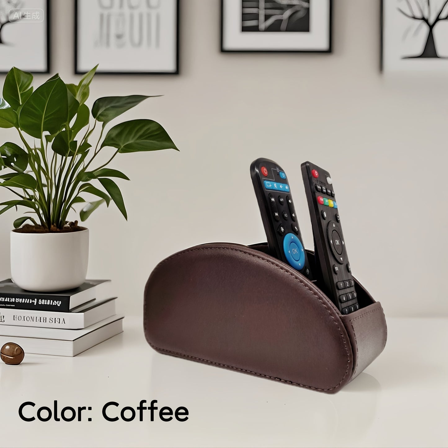 1pc Faux Leather Remote Control Holder - a Desktop Storage Box with 5 Compartments, Suitable for Organizing And Decorating Your Desk, Ideal for TV Remotes/Media Controllers/Office Supplies, a Home Open Storage Box, And a Hous