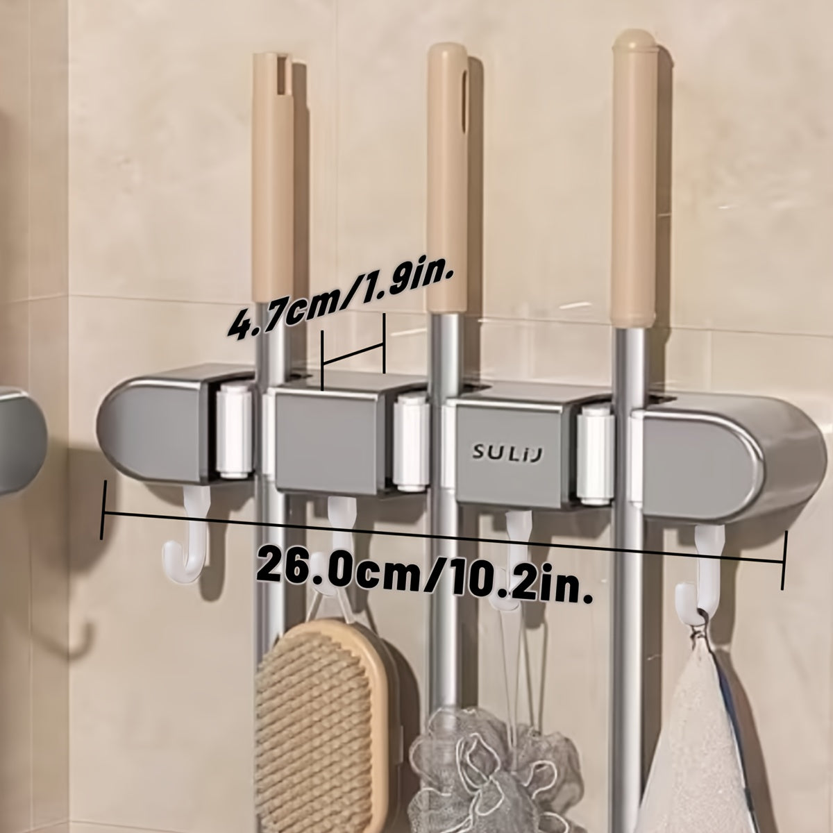 1pc, Multi-functional Mop Holder, Punch-free Wall-mounted Hooks, Mop Clip, Mop Rack, Broom Clip, Garden Tool Organizer, Towel Rack, Non-slip, Useful Tools, Cleaning Tools, Cleaning Supplies, Household Gadgets