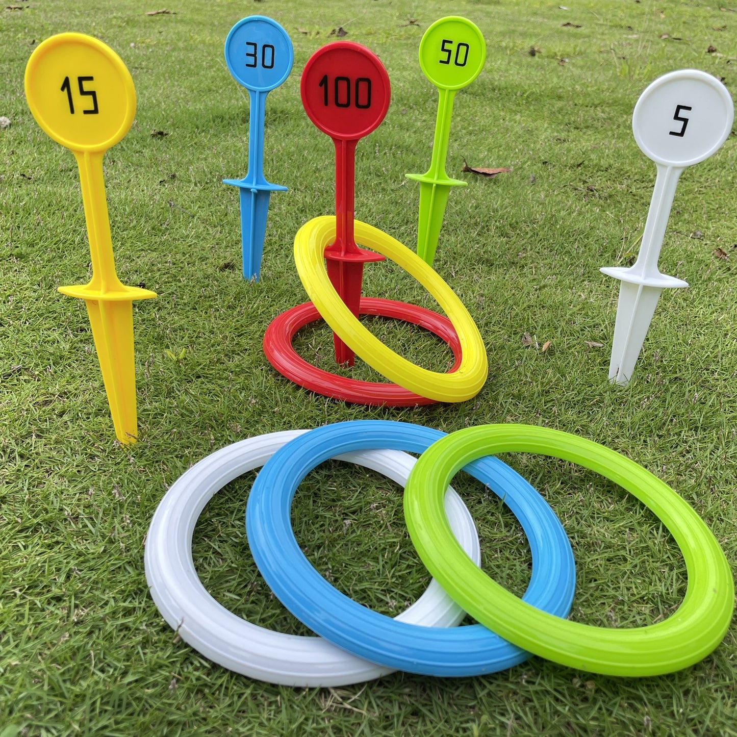 Colorful Rainbow Ring Toss Game Set for Youngsters & Adults - Durable PP Outdoor Fun for Beach, Garden, Lawn & Backyard - Ideal Christmas, Halloween, Thanksgiving Gift