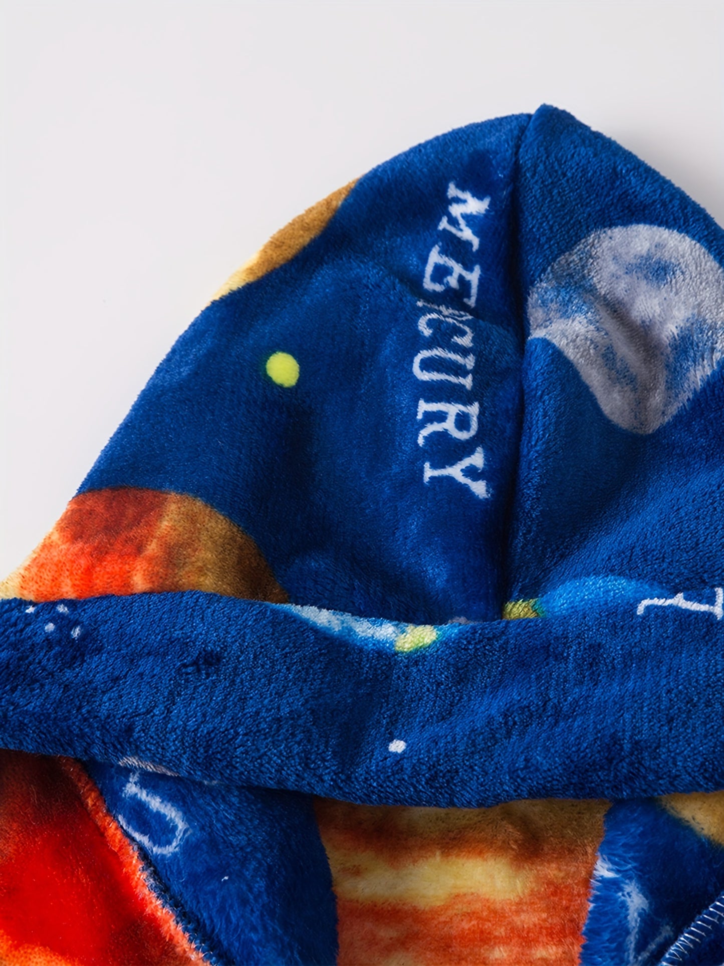 Kids Flannel Bathrobes Boys Hoodie Robes Soft Astronaut Planet Print Sleepwear Kids Clothes