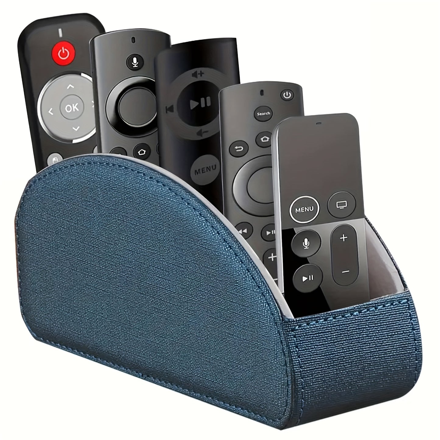 Remote Control Holder with 5 Compartments, PU Leather Multifunctional Desktop Storage Box/Remote Caddy/Pen Holder/Multi-Scene Practical Desk Organizer Shelf for Appliance Controllers, Stationery, Eyeglasses, Brushes, Office S