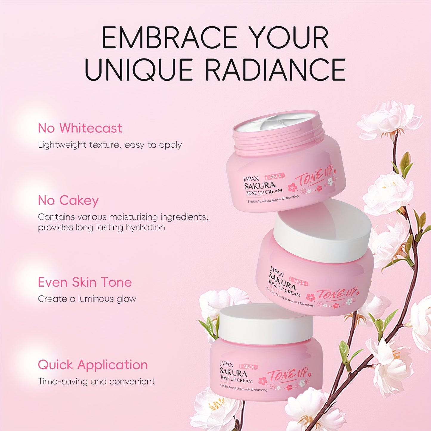 Toning Cream 60g, Plant Extract, Niacinamide Primer, Even Skin Tone, Long Lasting, Natural Look Tone Up Cream