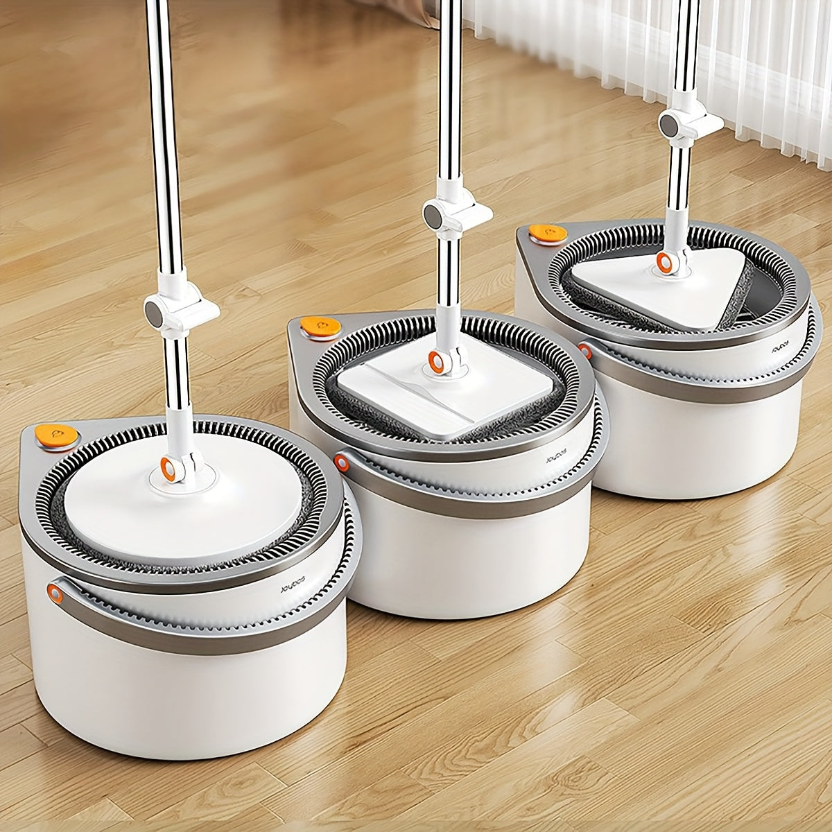 Joybos Spin Mop and Bucket System with 6 Microfiber Cloths - Hands-Free Wringing, 90° Adjustable Stainless Steel Handle, Dual Water Tanks for Clean/Dirty Separation - Efficient Floor Cleaner for Kitchen, Bathroom, Bedroom &