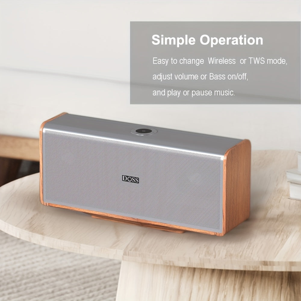 DOSS SoundBox XL Ultra 80W Wireless Home Speaker with Subwoofer, 2.1 Channel Sound System, 18-Hour, Wireless 5.3, -C, DSP Technology & Low Frequency, Compatible with Smartphones, Tablets, Laptops, Music Players - Modern Metal