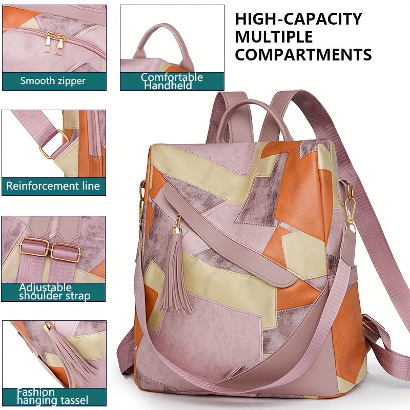 Women's Large Capacity Backpack - Anti-Theft Backpack with Zipper Closure, Adjustable Shoulder & Strap, Tassel Accent - for Travel, Work,, Everyday Commute - Secure Laptop compartment - Black Backpack for Women, Backpack for