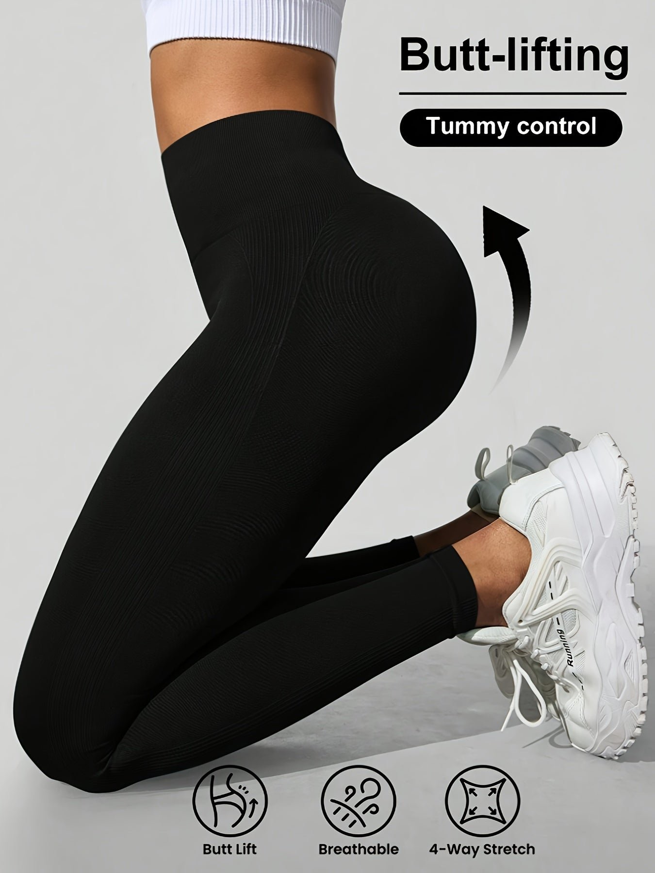 Seamless High-Waisted Yoga Pants for Women - Tummy Control Butt-Lifting 4-Way Stretch Workout Leggings, Moisture-Wicking Quick-Dry Fitness Running Gym Casual Wear, All-Season Machine Washable, Seamless Design, Durable Legging