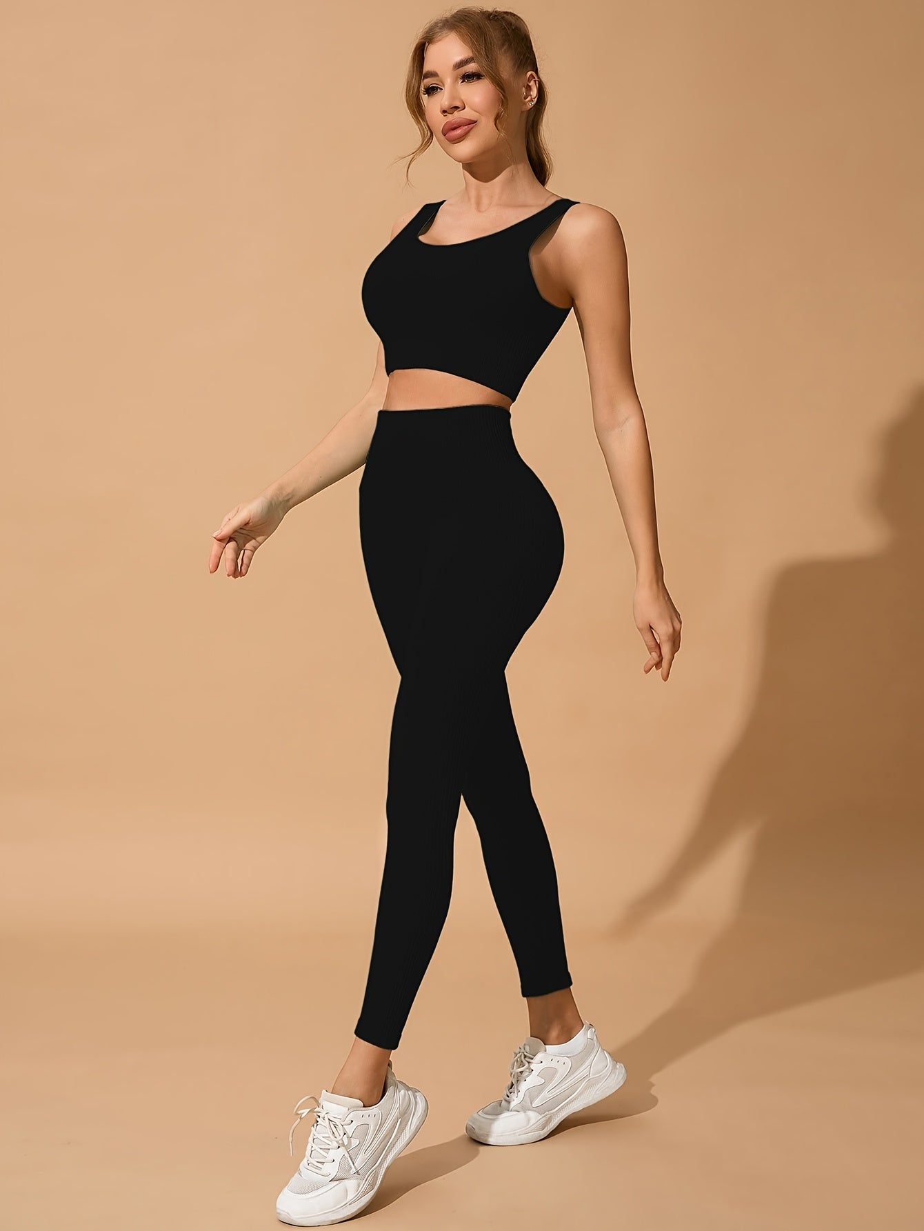 Seamless Yoga & Fitness Set - Quick-Dry, Moisture-Wicking Nylon Blend Sports Bra and Leggings for Women