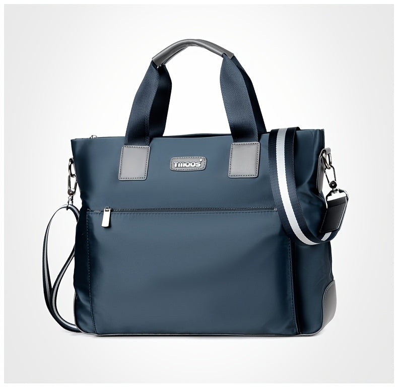 TMOOS Men'S Lightweight Oxford Business Casual Tote Bag - Large Capacity Multi-Compartment, Adjustable Shoulder Strap, Durable & Stylish for Work, Travel, and Everyday Use, Travel Tote Bag, Professional Appearance, Secure Zip