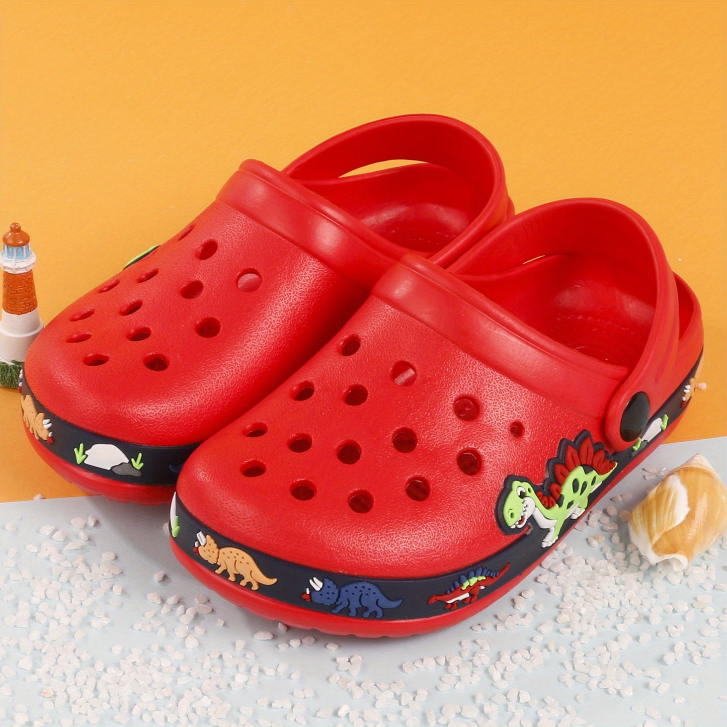 Toddler Girls Cute Cartoon Print Closed Toe Slip On Platform Clogs, Children's Casual Outdoor Anti-skid Hollow Out Sandals Beach Garden Shoes