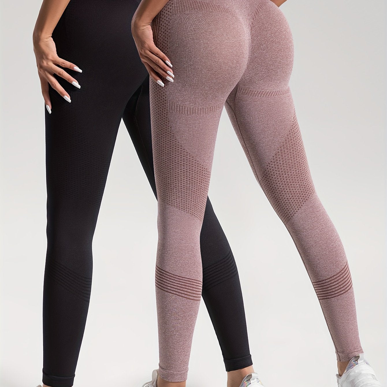 2pcs Solid Color High-Stretch Fitness Yoga Sports Leggings, Soft Breathable Yoga Tight Pants, Women's Activewear