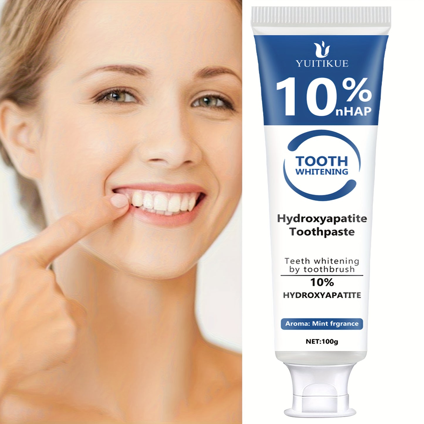 Hydroxyapatite toothpaste, 10% hydroxyapatite whitening tooth, peppermint essential oil deep cleaning paste, fresh breath strengthen dental care, basic cleaning, suitable for everyone