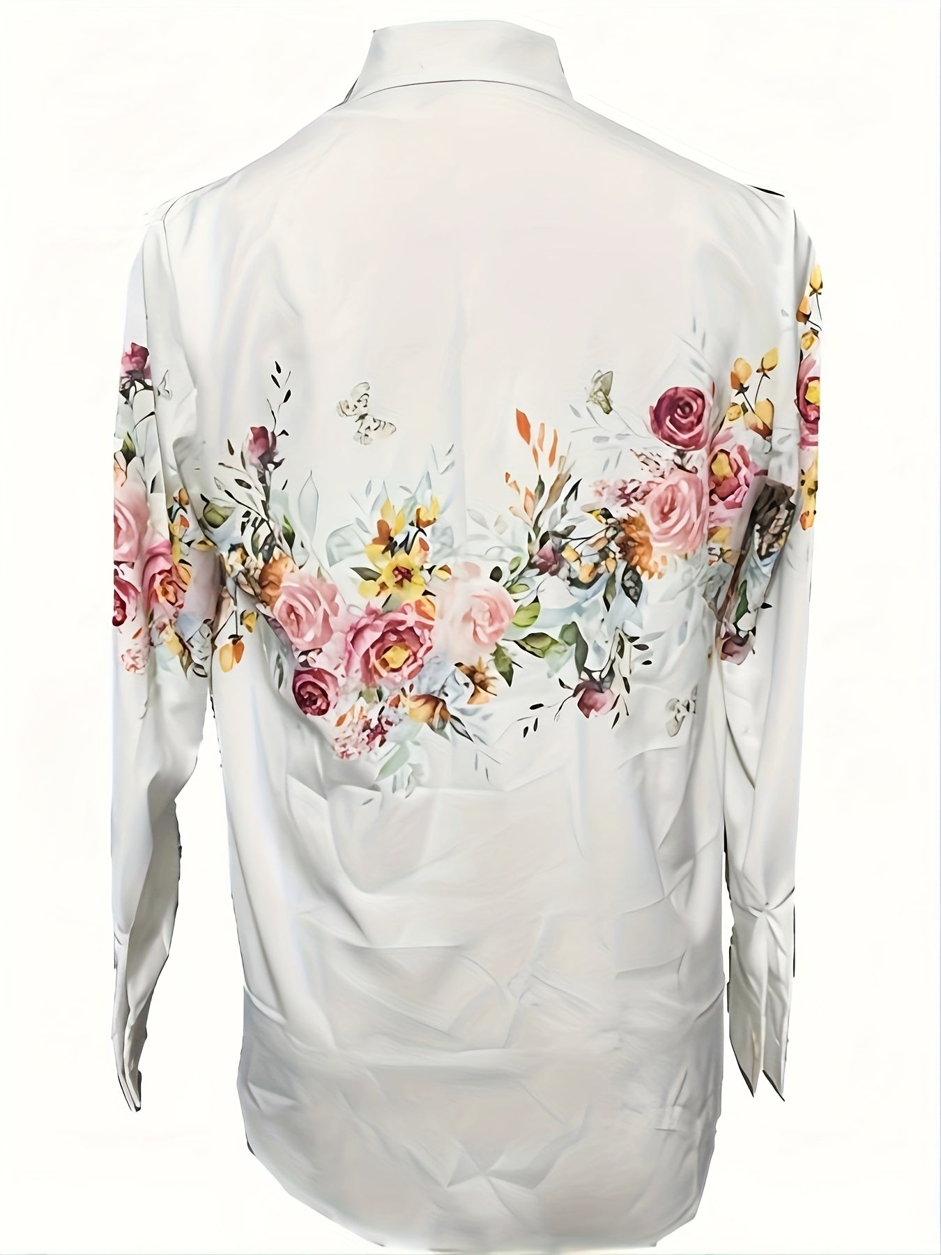 Floral Print Button Front Shirt, Casual Long Sleeve Shirt For Spring & Fall, Women's Clothing