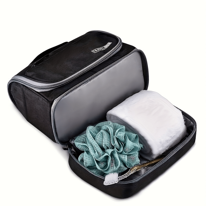 Multi-Functional Travel Organizer with Top Zipper Closure & Hanging Loop - Heavy-Duty High Quality Folding Toiletry & Cosmetic Case with Multiple Compartments, Golden-Tone Hardware, Durable Fabric Construction - Ideal for Bus